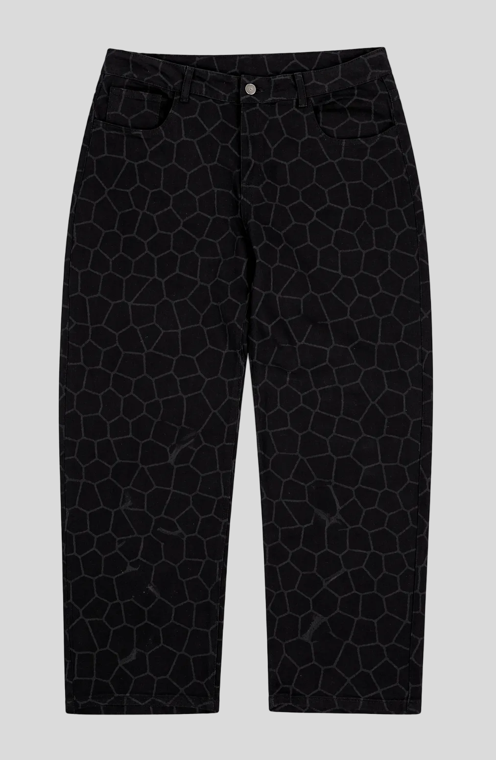 Jean noir KIRA - Pattern terre craquelée de Kirané Mali - Streetwear premium Paris